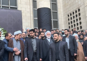 مراسم تشییع پیکر شهیدان رازینی و مقیسه با قرائت پیام رهبر انقلاب در تهران