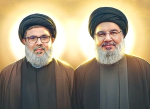 قرائت پیام رهبر انقلاب در مراسم تشییع شهیدان نصرالله و صفی‌الدین