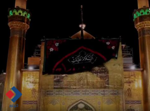 کتیبه شهادت حضرت فاطمه(س) بر فراز ایوان طلای نجف + فیلم