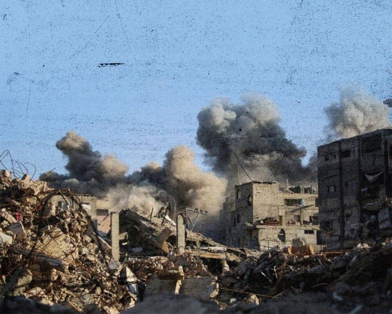 گلوله باران سه جانبه غزه توسط رژیم صهیونیستی